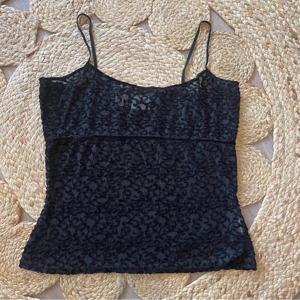 Women's Vintage DKNY Size S Velvet Sheer Cami Tank Top - Picture 1 of 6